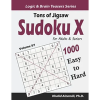 Tons of Jigsaw Sudoku X for Adults & Seniors: 1000 Easy to Hard Puzzles - Paperback