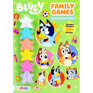 Bluey: Family Games: Coloring & Activity with Stackable Markers - Paperback