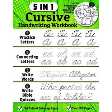 Cursive Handwriting Workbook: 5-in-1 Cursive Handwriting Practice Books Beginning to Master For Kids: Tracing Letters, Connecting Cursive Letters, W - Paperback