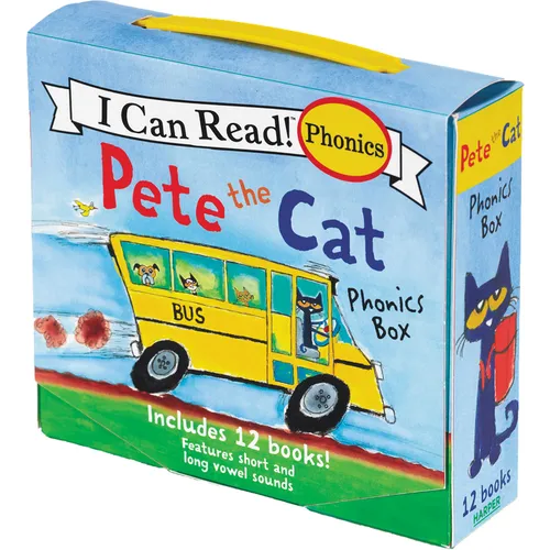 Pete the Cat 12-Book Phonics Fun!: A Box of 12 Mini-Books Featuring Short and Long Vowel Sounds