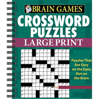 Brain Games - Crossword Puzzles - Large Print (Green) - Spiral