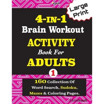 4-IN-1 Brain Workout ACTIVITY Book For ADULTS - Paperback