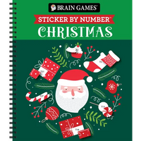 Brain Games - Sticker by Number: Christmas (28 Images to Sticker - Santa Cover - Bind Up) - Spiral
