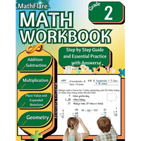 MathFlare - Math Workbook 2nd Grade: Math Workbook Grade 2: Addition, Subtraction, Multiplication, Place Value, Expanded Notations, Telling Time, and - Paperback