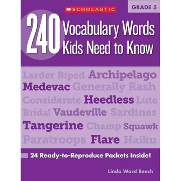 240 Vocabulary Words Kids Need to Know: Grade 5: 24 Ready-To-Reproduce Packets Inside! - Paperback