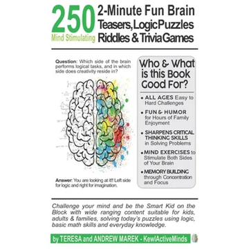 250 2-Minute Fun Brain Teasers, Logic Puzzles, Riddles & Trivia Games: Activity Book for Adults, Kids & Teens with Math Riddles, Logical Puzzles, Ques - Paperback