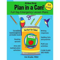 Plan in a Can! Full Day Emergency Lesson Plans for 3rd Grade: All About Birds! - Paperback