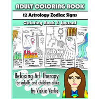 Adult Coloring Book: 12 Zodiac Astrology Signs: Relaxing Art Therapy for Adults and Children Alike - Paperback