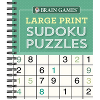 Brain Games - Large Print Sudoku Puzzles (Green) - Spiral