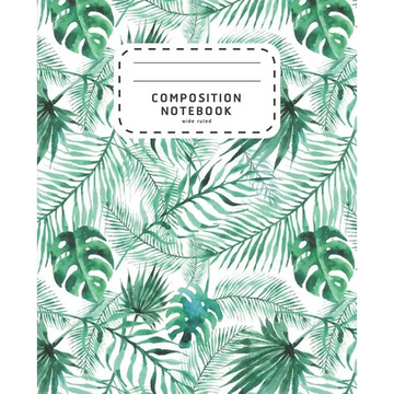 Composition Notebook: Watercolor Palm Leaves - Wide Ruled Notebook For School - Composition Notebook Preschool - Paperback