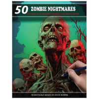 50 Zombie Nightmares: Grayscale Colored Pencil Coloring Book - Paperback