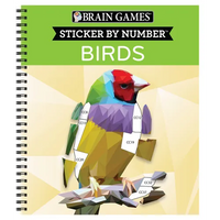 Brain Games - Sticker by Number: Birds (42 Images to Sticker) - Spiral