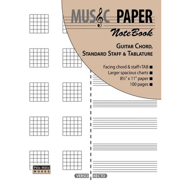 MUSIC PAPER NoteBook - Guitar Chord, Standard Staff & Tablature - Paperback