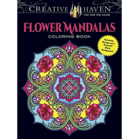 Creative Haven Flower Mandalas Coloring Book: Stunning Designs on a Dramatic Black Background - Paperback