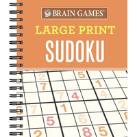 Brain Games - Large Print Sudoku (Orange) - Spiral
