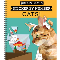 Brain Games - Sticker by Number: Cats! (28 Images to Sticker) - Spiral