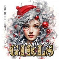Christmas Girls Coloring Book for Adults: Portrait Coloring Book for adults grayscale christmas girls Coloring Book for teenagers lovely girl portrait - Paperback