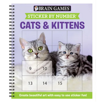 Brain Games - Sticker by Number: Cats & Kittens (Easy - Square Stickers): Create Beautiful Art with Easy to Use Sticker Fun! - Spiral