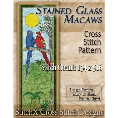 Stained Glass Macaws Cross Stitch Pattern