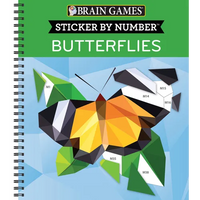 Brain Games - Sticker by Number: Butterflies (28 Images to Sticker) - Spiral