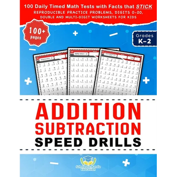 Addition Subtraction Speed Drills: 100 Daily Timed Math Tests with Facts that Stick, Reproducible Practice Problems, Digits 0-20, Double and Multi-Dig - Paperback