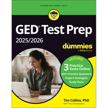 GED Test Prep 2025/2026 for Dummies: Book + 3 Practice Tests Online - Paperback