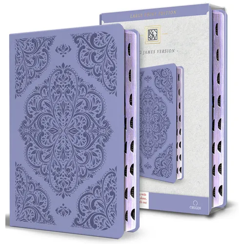 KJV Holy Bible, Large Print Medium Format, Lavender Faux Leather W/Thumb Index and Ribbon Marker, Red Letter