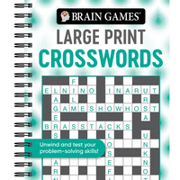 Brain Games - Large Print Crosswords: Unwind and Test Your Problem-Solving Skills Easy to Read, Fun to Solve Gift for Adults & Seniors - Spiral