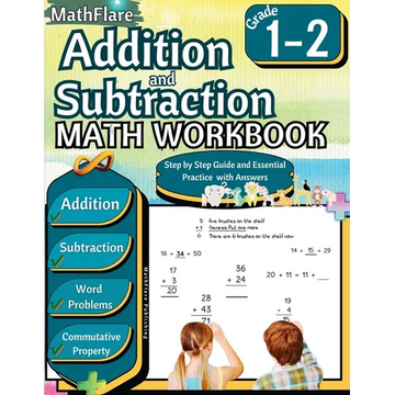 Addition and Subtraction Math Workbook 1st and 2nd Grade: Word Problems Grade 1-2, Exercises 1 to 50, Activities, Commutative Property - Paperback