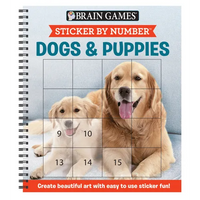 Brain Games - Sticker by Number: Dogs & Puppies (Easy - Square Stickers): Create Beautiful Art with Easy to Use Sticker Fun! - Spiral