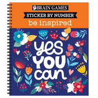 Brain Games - Sticker by Number: Be Inspired - 2 Books in 1 (20 Images to Sticker) - Spiral