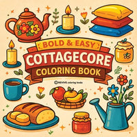 Bold & Easy Cottagecore Coloring Book: Cozy & Relaxing Stress Relief Coloring-Perfect Cozy Girl Gift! - Paperback