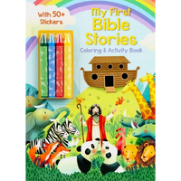 My First Bible Stories Coloring & Activity Book with 4 Crayons and 50+ Stickers - Paperback