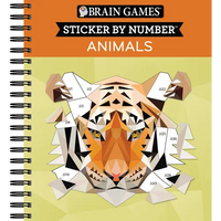 Brain Games - Sticker by Number: Animals - 2 Books in 1 (42 Images to Sticker) - Spiral