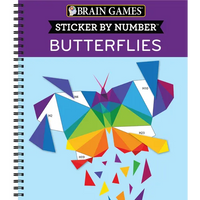 Brain Games - Sticker by Number: Butterflies (14 Images to Sticker) - Spiral