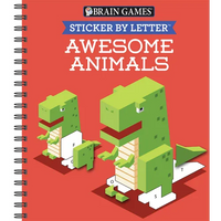 Brain Games - Sticker by Letter: Awesome Animals (Sticker Puzzles - Kids Activity Book) - Spiral