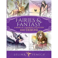 Fairies and Fantasy Coloring Collection: 4 Books in 1 - 100 Designs - Paperback