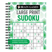 Brain Games - Large Print Sudoku: Unwind and Test Your Problem-Solving Skills Easy to Read, Fun to Solve Gift for Adults & Seniors - Spiral