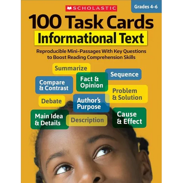 100 Task Cards: Informational Text: Reproducible Mini-Passages with Key Questions to Boost Reading Comprehension Skills - Paperback