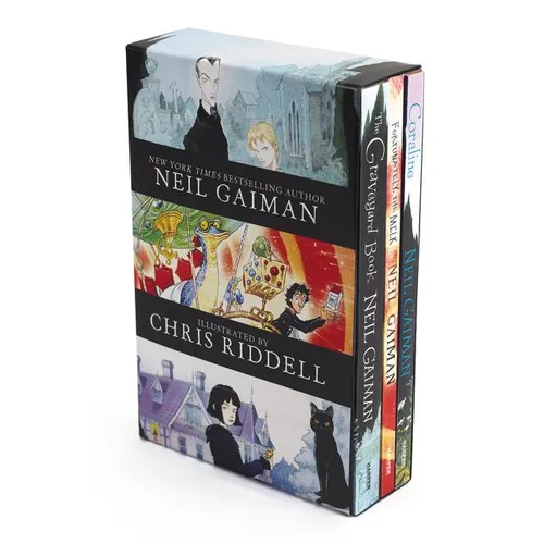 Neil Gaiman/Chris Riddell 3-Book Box Set: Coraline; The Graveyard Book; Fortunately, the Milk