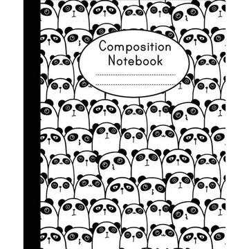 Composition Notebook: Cute Panda Pattern - College Ruled - Notebook For Kids, School Notebook - Paperback