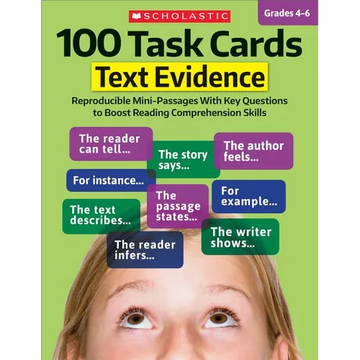 100 Task Cards: Text Evidence: Reproducible Mini-Passages with Key Questions to Boost Reading Comprehension Skills - Paperback