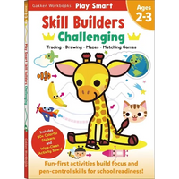 Play Smart Skill Builders: Challenging - Age 2-3: Pre-K Activity Workbook: Learn Essential First Skills: Tracing, Maze, Shapes, Numbers, Letters: 90+ - Paperback