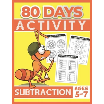 80 Days Activity Subtraction for Kids Ages 5-7: Funny Basic Math Workbook Grade 1, 1st Grade Math, Subtraction Within 20 - Paperback