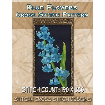 Blue Flowers Cross Stitch Pattern - Paperback