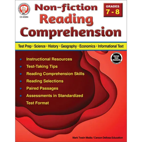 Nonfiction Reading Comprehension Workbook, Grades 7 - 8