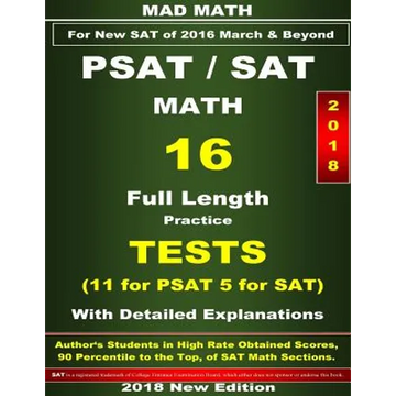 2018 PSAT-SAT Math 16 Tests - Paperback