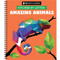 Brain Games - Sticker by Letter: Amazing Animals - 2 Books in 1 (in the Wild & Playful Pets) - 20 Images to Sticker - Spiral