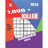 1,000 + Mega sudoku killer 8x8: Logic puzzles extreme levels - Paperback