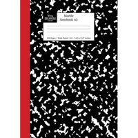 Marble Notebook A5: Black and Red Spine Marble Wide Rule Journal - Paperback